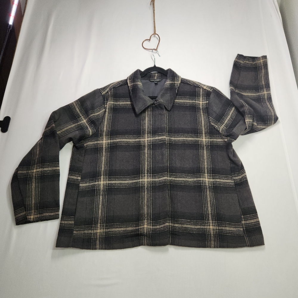 ⭐️Banana Republic Womens Plaid Shirt Shacket Soft Brushed Flannel Coat XXL